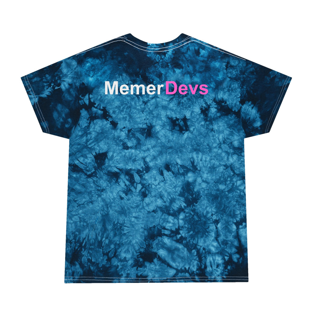 Crystal Blue Tie-Dye Tee - 'MemerDevs' Graphic T-Shirt