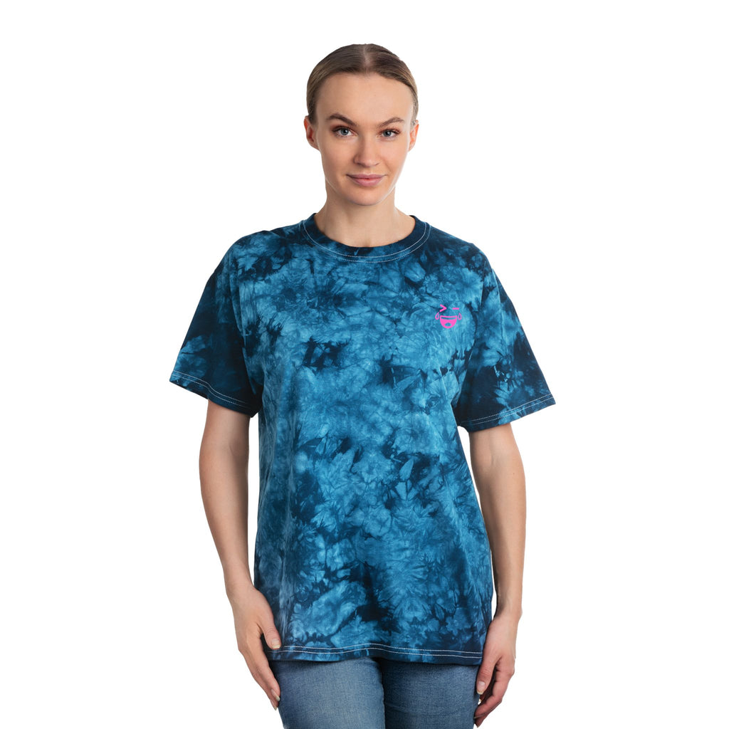 Crystal Blue Tie-Dye Tee - 'MemerDevs' Graphic T-Shirt