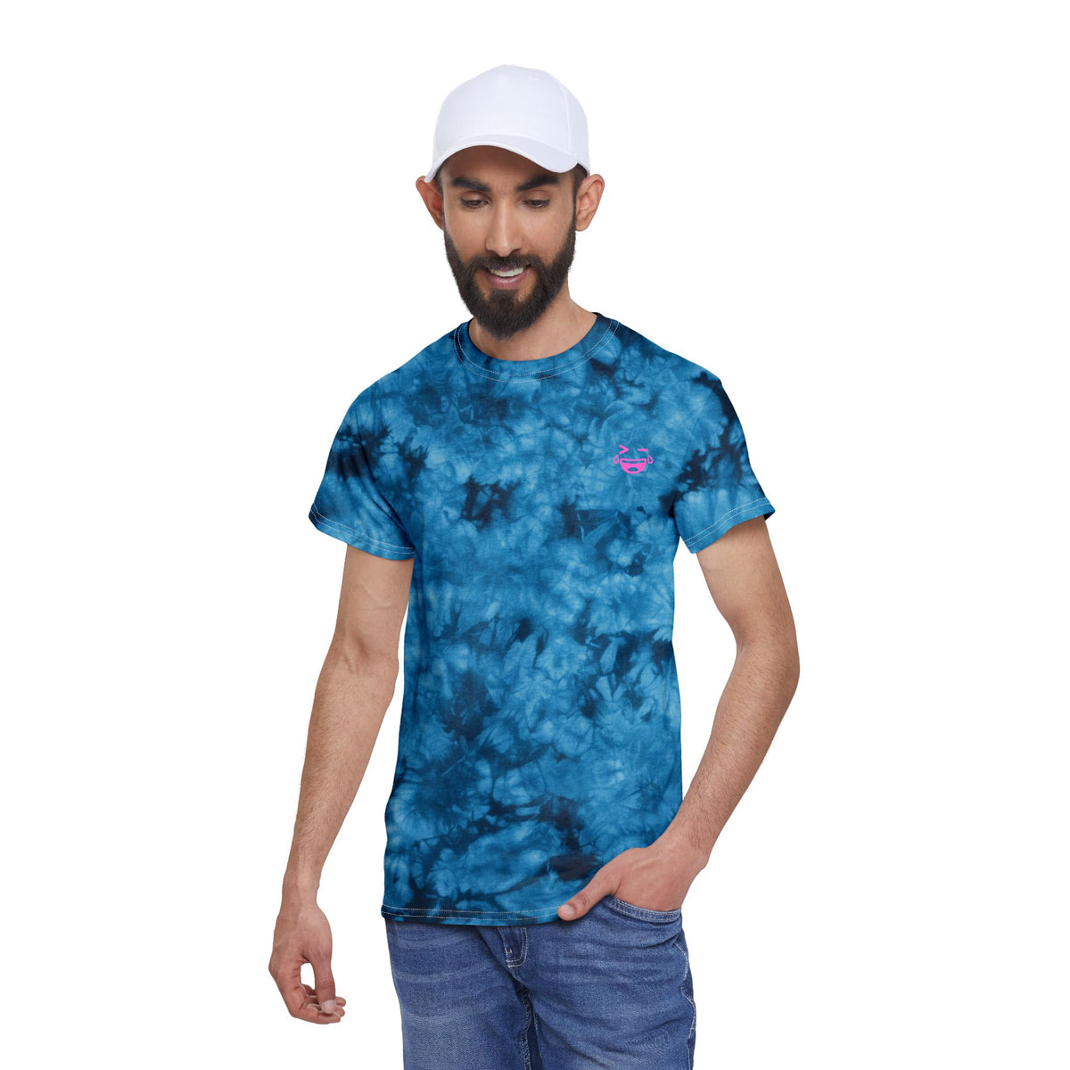 Crystal Blue Tie-Dye Tee - 'MemerDevs' Graphic T-Shirt